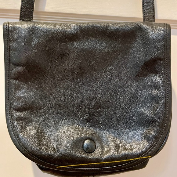 Vintage Il Bisonte Black Leather Crossbody Bag Made in Italy - Picture 1 of 7
